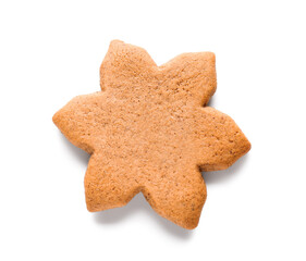 Delicious Christmas gingerbread cookie on white background