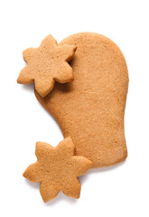 Delicious Christmas gingerbread cookies on white background