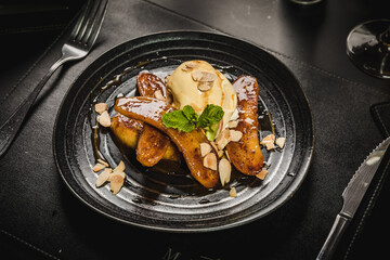 Delicious Contemporary Classic Food Dish Plate Menu Lunch Dinner Gourmet Dessert Chef Pasta Shrimp on the Table