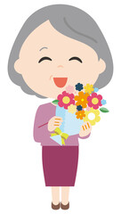 花束を持った女性