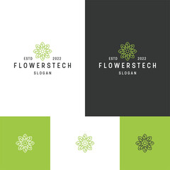 Flower Tech logo icon design template 