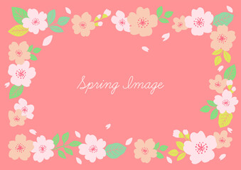 Obraz na płótnie Canvas 桜のイラストのフレーム