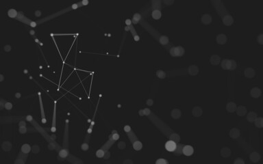 Abstract background. Molecules technology with polygonal shapes, connecting dots and lines. Connection structure. Big data visualization.