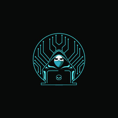 Hacker Logo Illustration Simple Design Vector