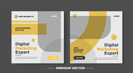 Fototapeta premium Digital marketing agency with paper texture social media post premium vector