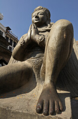 Carved stone Garuda figure in Durbar Square, Kathmandu, Nepal