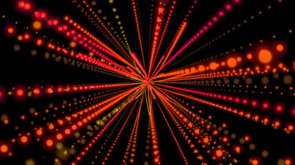 abstract black background with orange rays. chaotic light rays. hypnotic colored background.