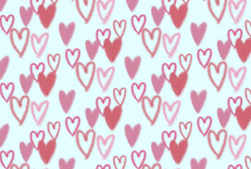 ピンクと赤のハートの水色背景の壁紙
