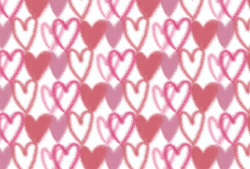 ピンクと赤のぎっしりハートの白背景の壁紙
