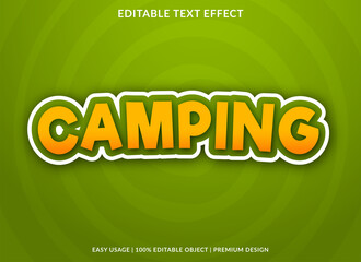 camping text effect editable template use for business brand and logo