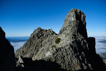 ジャンダルム。北アルプスの絶景トレイル。日本の雄大な自然。