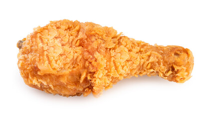 Fried chicken in white plate isolated on white background, Fried chicken on white With clipping path.