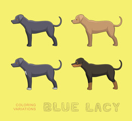 Dog Blue Lacy Coloring Variations Cartoon Vector Illustration