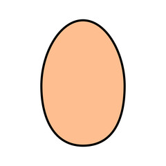 Whole egg icon. Classic breakfast. Food icon. Cartoon style. Comic art. Flat design. Vector illustration. Stock image.