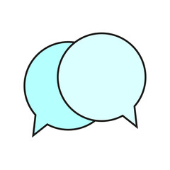 Round speech bubble icon. Blue chat sign. Cartoon style. Communication concept. Vector illustration. Stock image. 