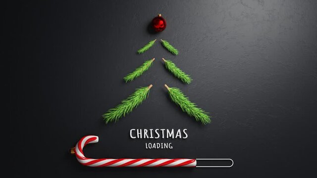 Merry Christmas loading concept with candy cane