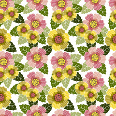 Pattern Botanical flowers and leaves background.