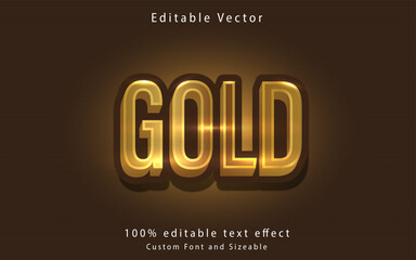 Gold text, luxury golden gradient vintage style editable text effect