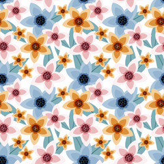 Pattern Botanical Blossom and leaves background.