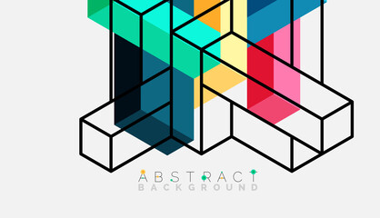 Abstract background. 3d cubes, cubic elements and blocks. Techno or business concept for wallpaper, banner, background, landing page