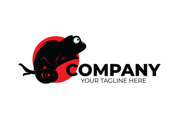 Silhouette of chameleon logo design template © ann_21