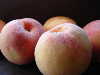 fresh peaches, close up, orange and yellow