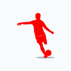 Fototapeta na wymiar Vector soccer player silhouette. player shooting.white background