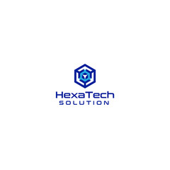 Simple colorful HEXA Tech SOLUTION logo design