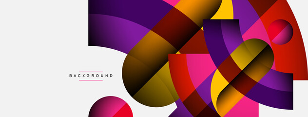 Geometric abstract background. Round shapes, circles, lines composition for wallpaper banner background or landing page