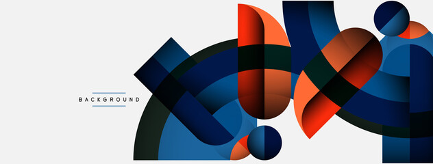 Obraz premium Geometric abstract background. Round shapes, circles, lines composition for wallpaper banner background or landing page