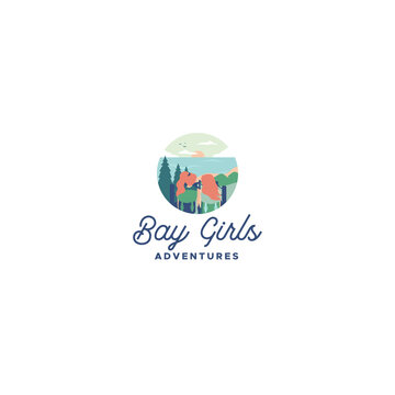 Modern colorful Bay Girls Adventure logo design