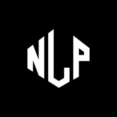 Obraz premium NLP letter logo design with polygon shape. NLP polygon and cube shape logo design. NLP hexagon vector logo template white and black colors. NLP monogram, business and real estate logo.