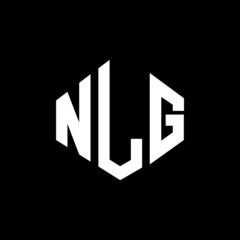 Obraz premium NLG letter logo design with polygon shape. NLG polygon and cube shape logo design. NLG hexagon vector logo template white and black colors. NLG monogram, business and real estate logo.