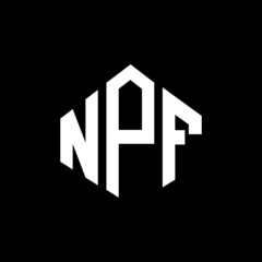 NPF letter logo design with polygon shape. NPF polygon and cube shape logo design. NPF hexagon vector logo template white and black colors. NPF monogram, business and real estate logo.