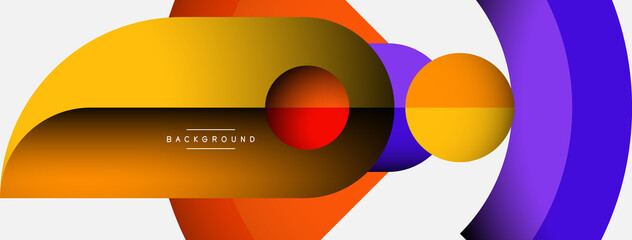 Geometric abstract background. Round shapes, circles, lines composition for wallpaper banner background or landing page