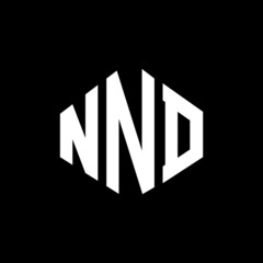 NND letter logo design with polygon shape. NND polygon and cube shape logo design. NND hexagon vector logo template white and black colors. NND monogram, business and real estate logo.