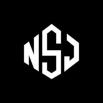 NSJ letter logo design with polygon shape. NSJ polygon and cube shape logo design. NSJ hexagon vector logo template white and black colors. NSJ monogram, business and real estate logo.