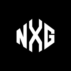 NXG letter logo design with polygon shape. NXG polygon and cube shape logo design. NXG hexagon vector logo template white and black colors. NXG monogram, business and real estate logo.