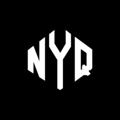 NYQ letter logo design with polygon shape. NYQ polygon and cube shape logo design. NYQ hexagon vector logo template white and black colors. NYQ monogram, business and real estate logo.