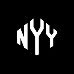 NYY letter logo design with polygon shape. NYY polygon and cube shape logo design. NYY hexagon vector logo template white and black colors. NYY monogram, business and real estate logo.