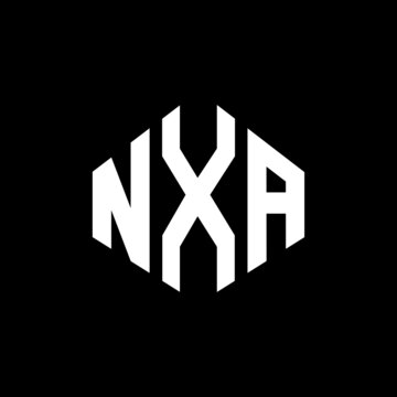 NXA letter logo design with polygon shape. NXA polygon and cube shape logo design. NXA hexagon vector logo template white and black colors. NXA monogram, business and real estate logo.
