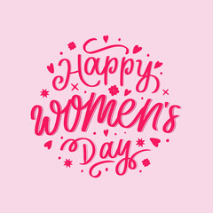 hand lettering happy women's day. vector isolated design