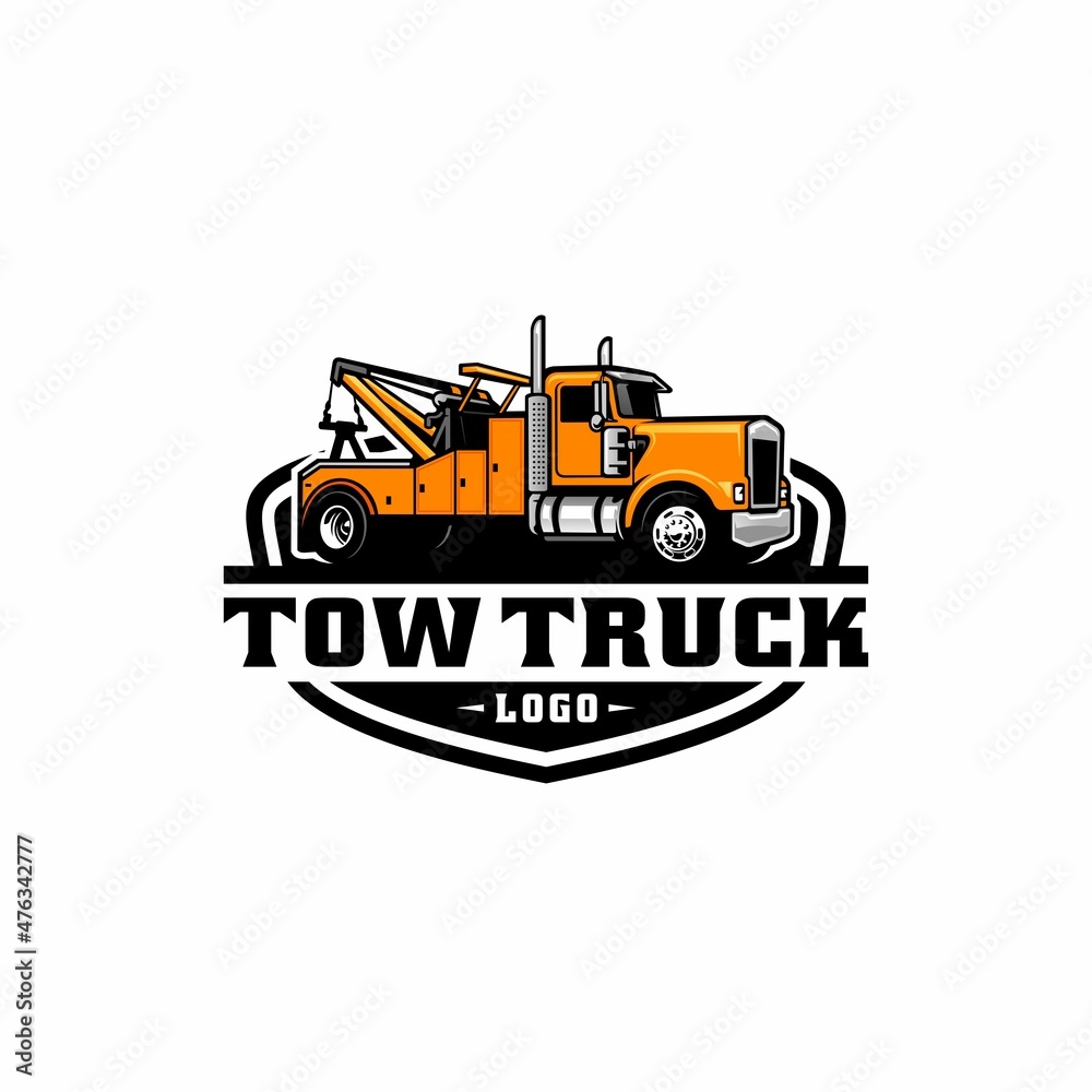 Sticker tow truck - towing truck - service truck logo isolated vector