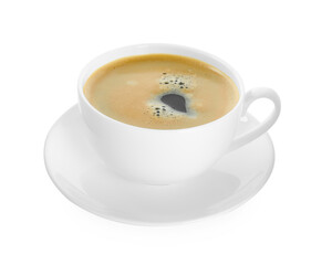 Cup of tasty coffee isolated on white
