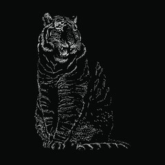 tiger sitting vector isolated on black background.