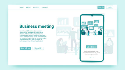 Business meeting.Negotiations, meetings of people on business issues.Website and mobile application template.