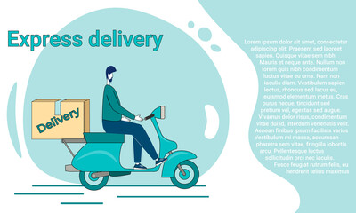 Cargo delivery.Fast delivery service.Couriers deliver goods after online orders.An illustration in the style of a green landing page.