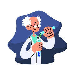 Scientist working with test tube flat vector illustration 