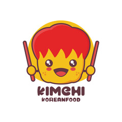 vector kimchi cartoon mascot, korean traditional food illustration, suitable for, logos, prints, labels, packaging, stickers