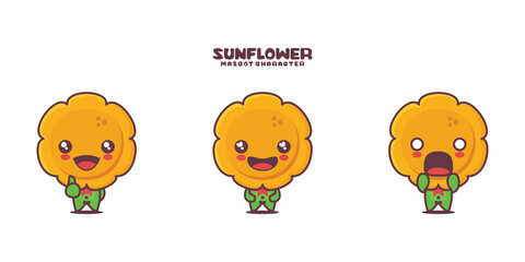vector Sunflower cartoon mascot, with different expressions